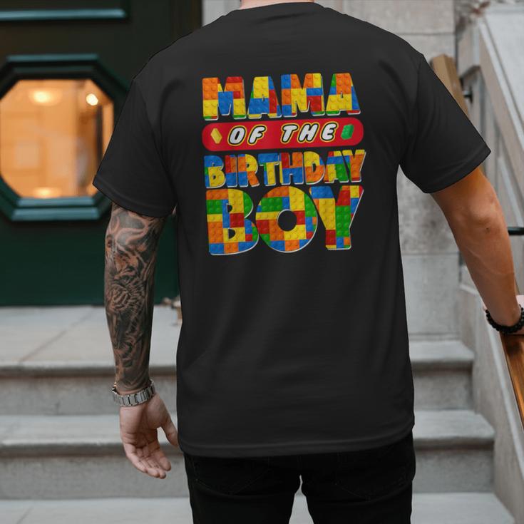 Mom And Dad Mama Birthday Boy Building Bricks Family Party Men's Back Print T-Shirt