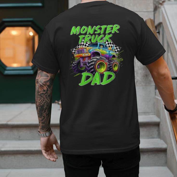 Monster Truck Dad Family Matching Birthday Party Fathers Day Men's Back Print T-Shirt
