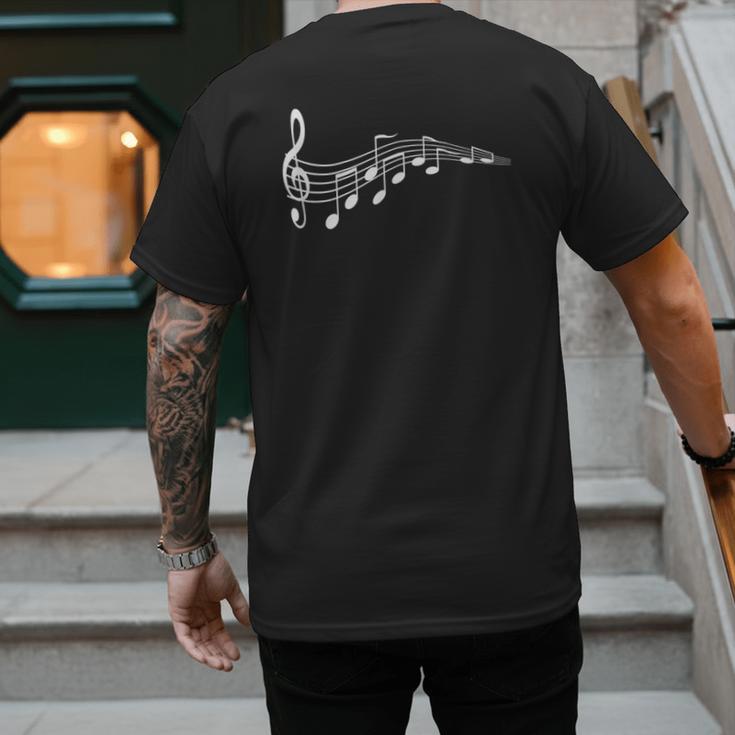 Musical Notes Music Dad Text In Treble Clef T-Shirt T-Shirt Men's Back Print T-Shirt