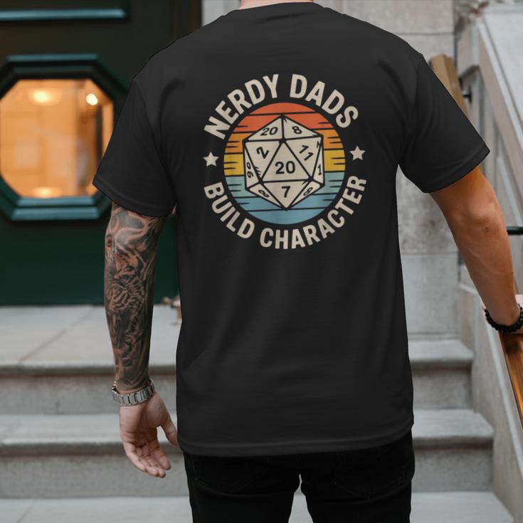 Nerdy Dads Build Character RPG Gaming Father's Day For Dad Men's Back Print T-Shirt