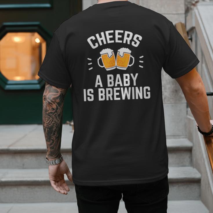 New Dad Baby Shower Cheers A Baby Is Brewing Men's Back Print T-Shirt