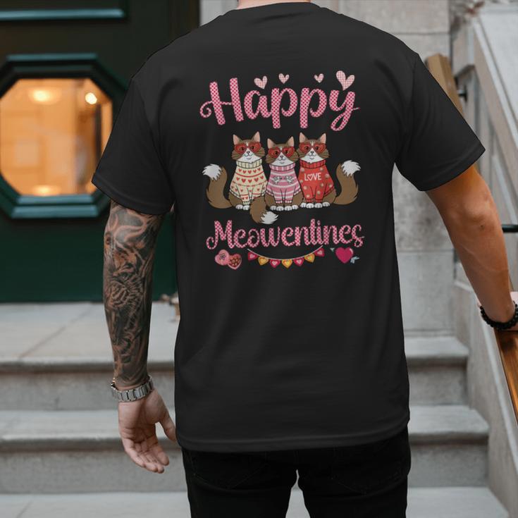 Norwegian Forest Cat Happy Meowentines Valentine Dad Mom Men's Back Print T-Shirt Norwegian Forest Cat Happy Meowentines Valentine Dad Mom Men's Back Print T-Shirt