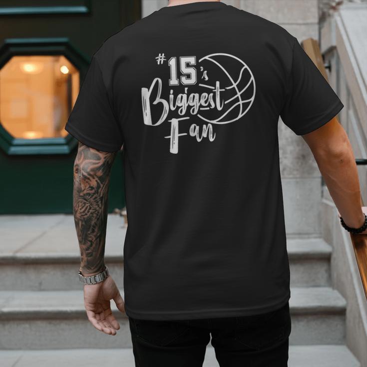Number 15's Biggest Fan Shirt Basketball Player Mom Dad Men's Back Print T-Shirt Number 15's Biggest Fan Shirt Basketball Player Mom Dad Men's Back Print T-Shirt