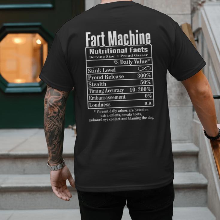 Nutrion Facts Fart Machine Dad Jokes Farting Humor Men's Back Print T-Shirt