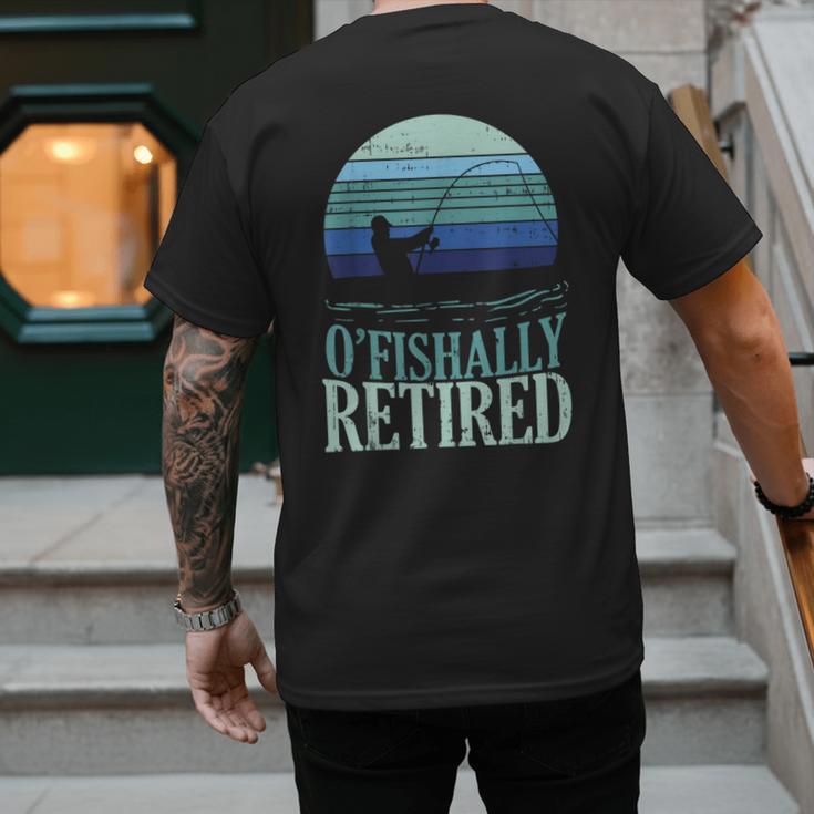 Ofishally Retired Fishing Retro Retirement Dad Men Men's Back Print T-Shirt