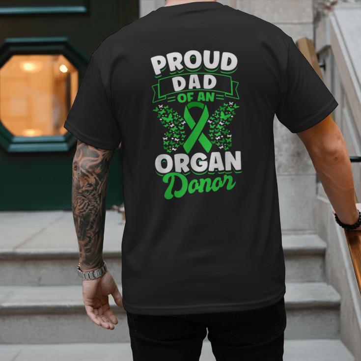 Organ Donation Green Ribbon Proud Dad Of An Organ Donor Men's Back Print T-Shirt Organ Donation Green Ribbon Proud Dad Of An Organ Donor Men's Back Print T-Shirt
