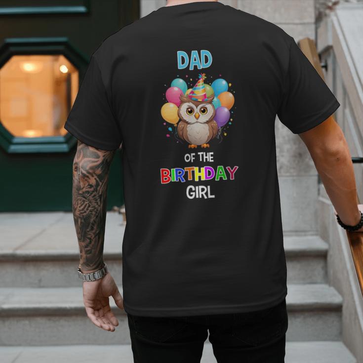 Owl Dad Birthday Party Dad Of The Birthday Girl Owl Men's Back Print T-Shirt Owl Dad Birthday Party Dad Of The Birthday Girl Owl Men's Back Print T-Shirt