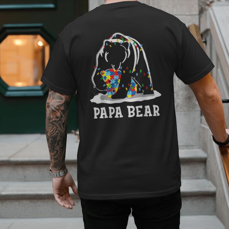 Papa Bear Autism Awareness Autism Matching Family Dad Men's Back Print T-Shirt