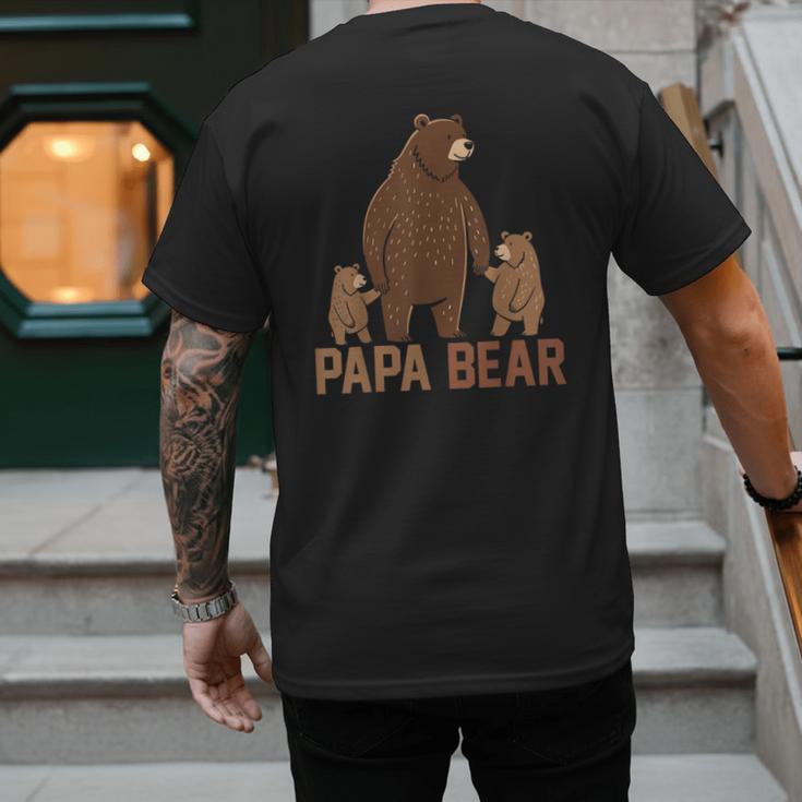 Papa Bear Dad Two Cubs Daddy Bear 2 Kids Father's Day Men's Back Print T-Shirt