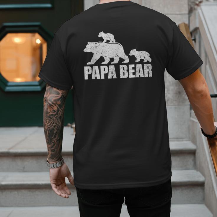 Papa Bear Two Cubs Shirt Daddy Bear Twin Tshirt Papa 2 Kids Men's Back Print T-Shirt