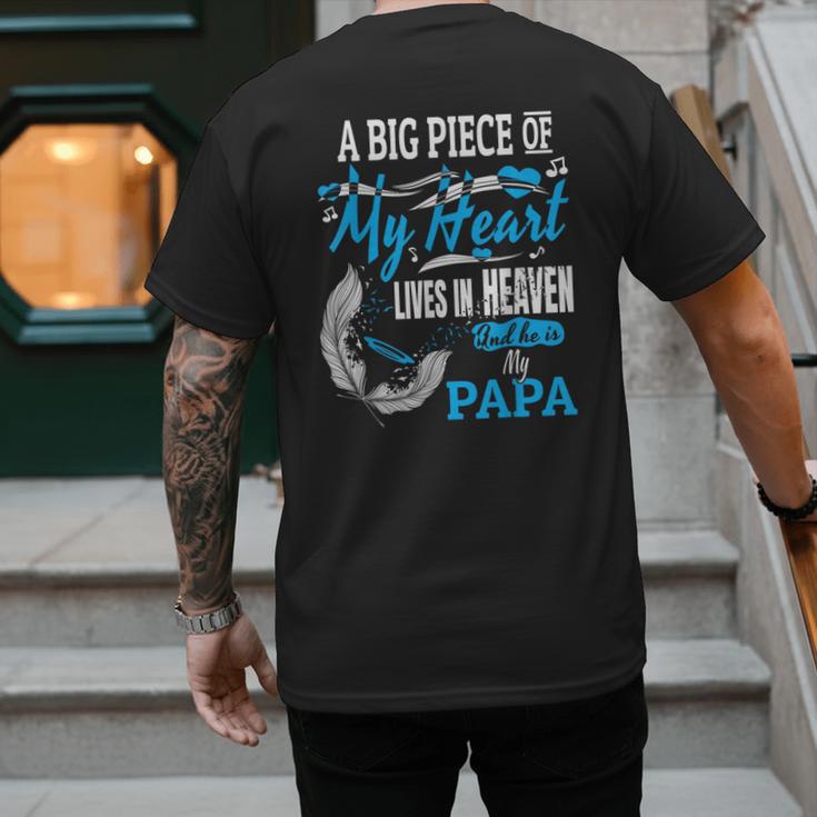 My Papa Lives In Heaven Shirt Memorial Day Papa Dad Grandpa Men's Back Print T-Shirt