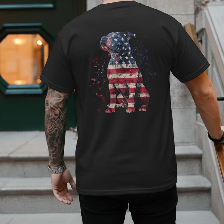 Patriotic Pitbull American Flag 4th Of July Dog Pitbull Dad Men's Back Print T-Shirt