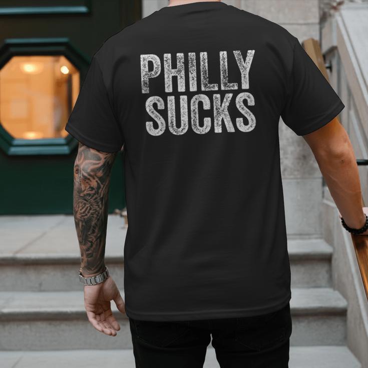PHILLY SUCKS Philadelphia Hate City Gag Humor Dad Men's Back Print T-Shirt