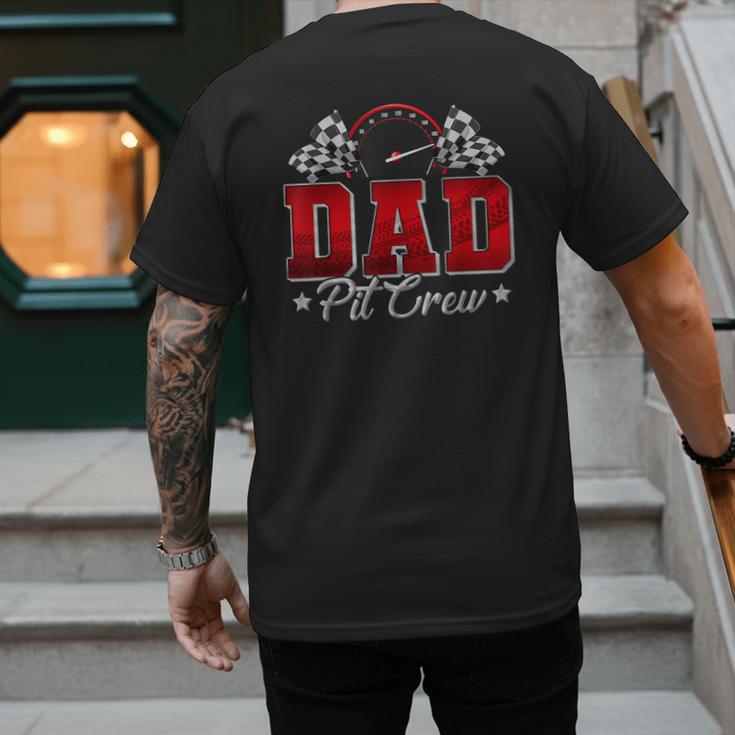 Pit Crew Race Car Racing Dad Family Birthday Party Men's Back Print T-Shirt