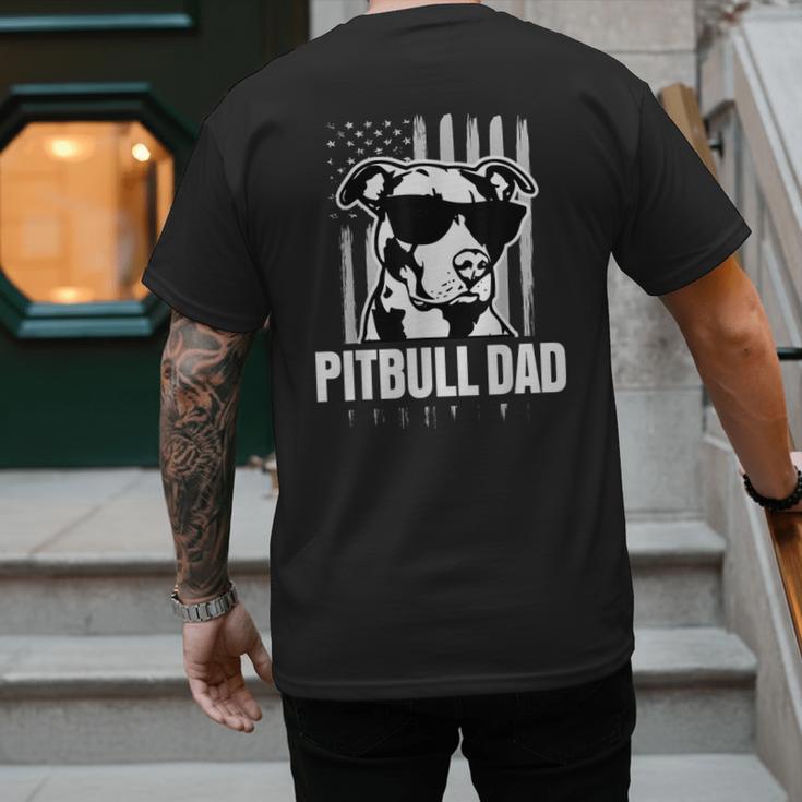 Pitbull Dad Men Pitbull Lover For Dog Dad American Flag Men's Back Print T-Shirt