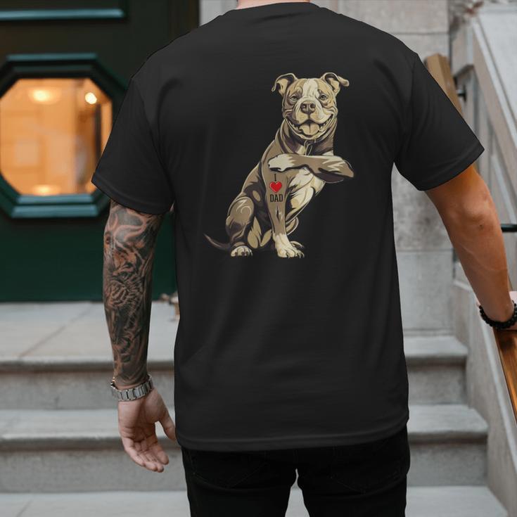 Pitbull I Love Dad Pit Bull Terrier Pettie Dog Owner Father Men's Back Print T-Shirt