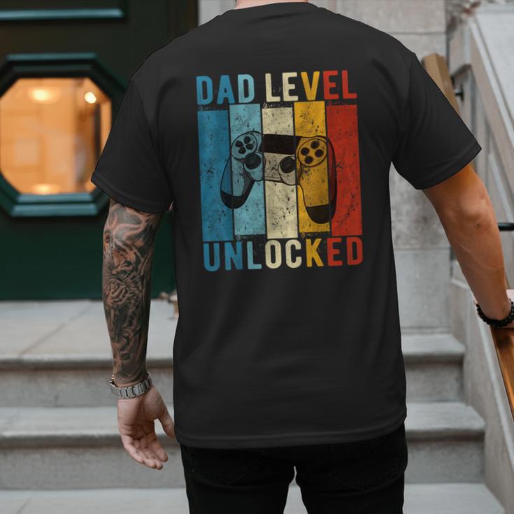 Pregnancy Announcement Dad Level Unlocked New Daddy Father Men's Back Print T-Shirt