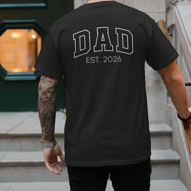 Promoted To Dad Est 2026 Lettering First Time Daddy To Be Men's Back Print T-Shirt