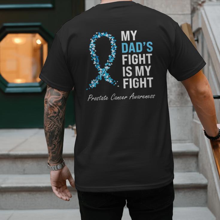 Prostate Cancer Awareness Light Blue Ribbon Dad Survivor Men's Back Print T-Shirt