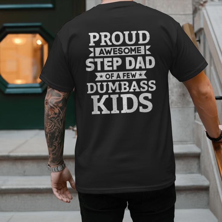 Proud Awesome Step Dad Of A Few Dumbass Kids Men's Back Print T-Shirt