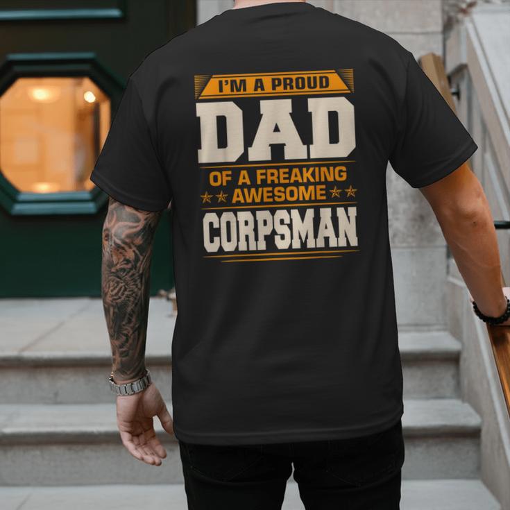 Proud Dad Of Awesome Corpsman Father's Day Men's Back Print T-Shirt