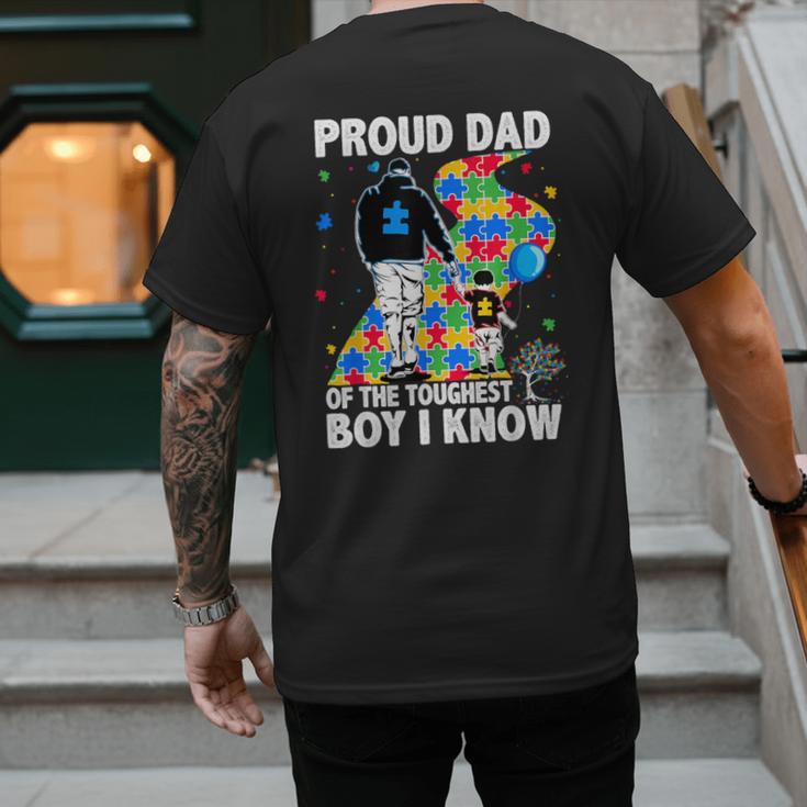 Proud Dad Of The Toughest Boy Autism Awareness Father Autism Men's Back Print T-Shirt Proud Dad Of The Toughest Boy Autism Awareness Father Autism Men's Back Print T-Shirt