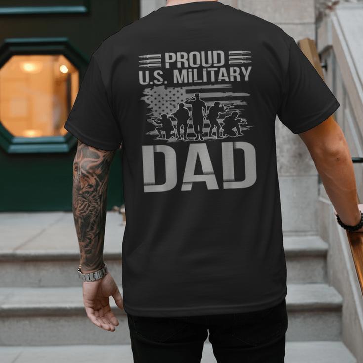 Proud Us Military Dad Father's Day For Dad Grandpa Veteran Men's Back Print T-Shirt