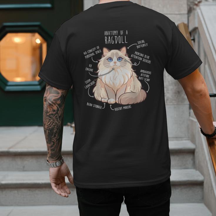Ragdoll Cat Anatomy Cute Pet Mom Dad Cream Bicolor Men's Back Print T-Shirt Ragdoll Cat Anatomy Cute Pet Mom Dad Cream Bicolor Men's Back Print T-Shirt