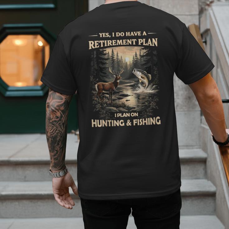 Retirement Plan On Hunting & Fishing Fisherman Hunter Dad Men's Back Print T-Shirt