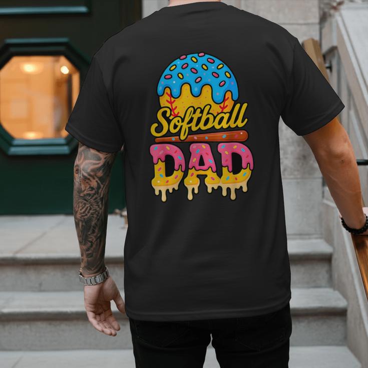 Retro Ice Cream Drip Softball Dad Game Day Dad Father's Day Men's Back Print T-Shirt