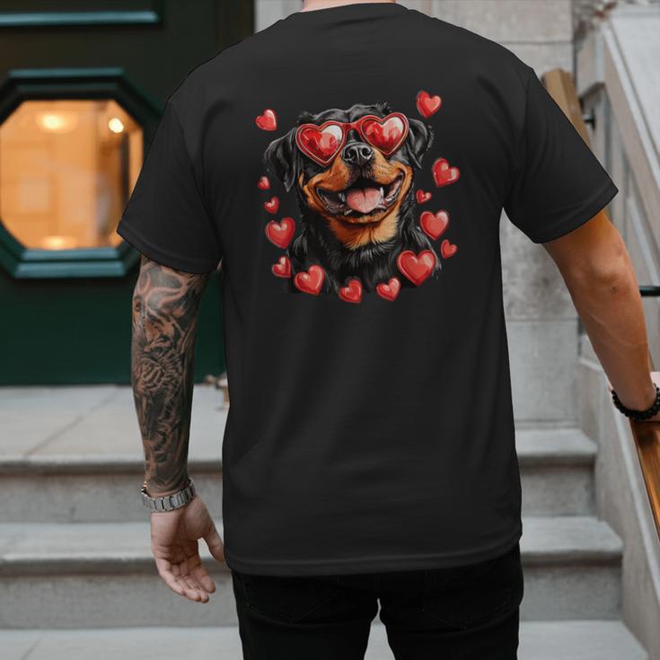 Rottweiler Heart Glasses Cute Rottie Dog Lover Mom Dad Kids Men's Back Print T-Shirt