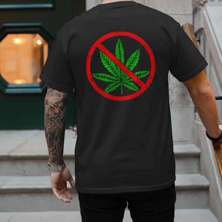 Say No Cannabis Anti-Marijuana Retro Weed Parent Dad Mom Men's Back Print T-Shirt