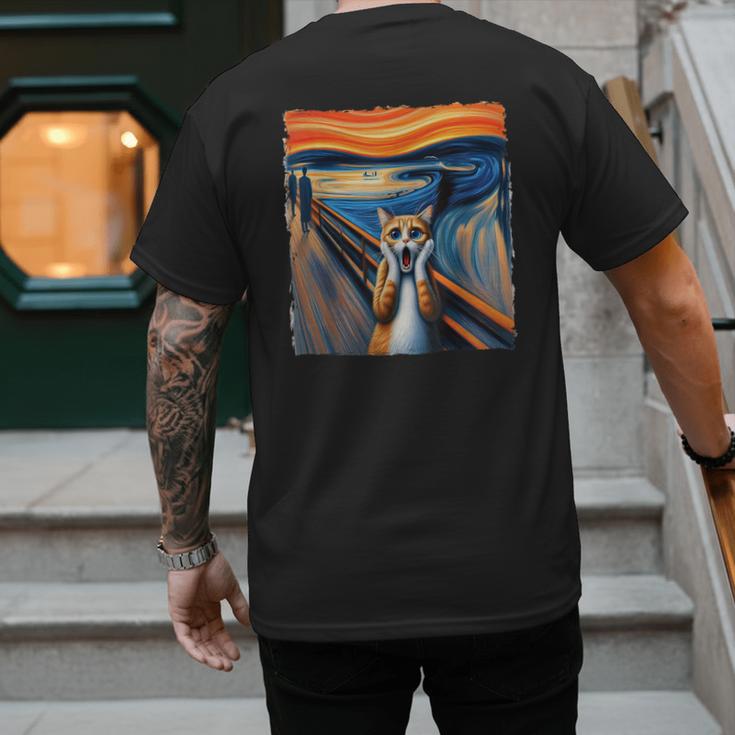 The Scream Cat Parody For Kitty Cat Lover Cat Mom Cat Dad Men's Back Print T-Shirt