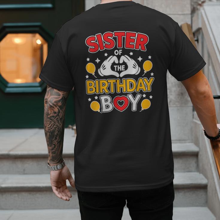 Sister Of The Birthday Boy Family Matching Dad Mom Men's Back Print T-Shirt