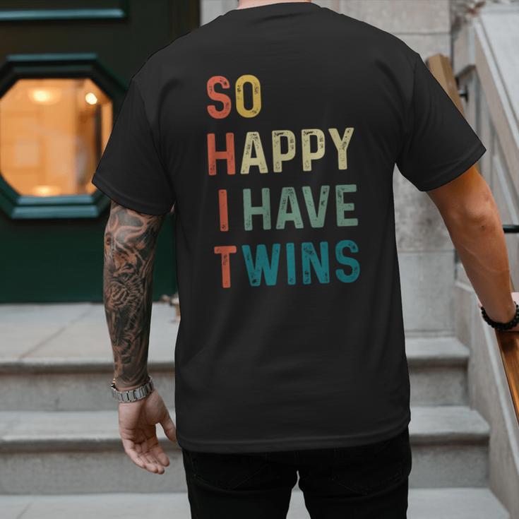 So Happy I Have Twins Mom Dad Parent Saying Slogan Men's Back Print T-Shirt So Happy I Have Twins Mom Dad Parent Saying Slogan Men's Back Print T-Shirt