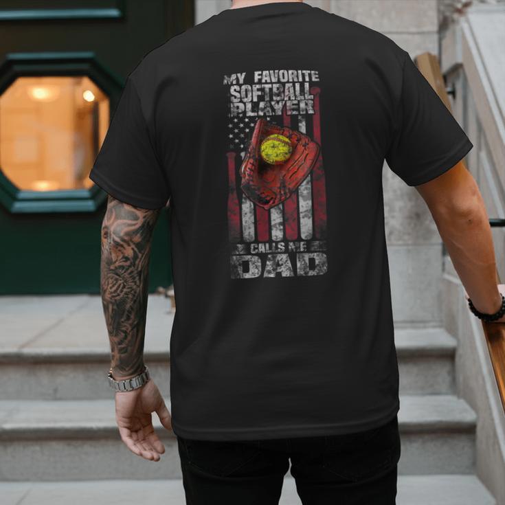 Softball Dad My Favorite Softball Player Calls Me Dad Men's Back Print T-Shirt