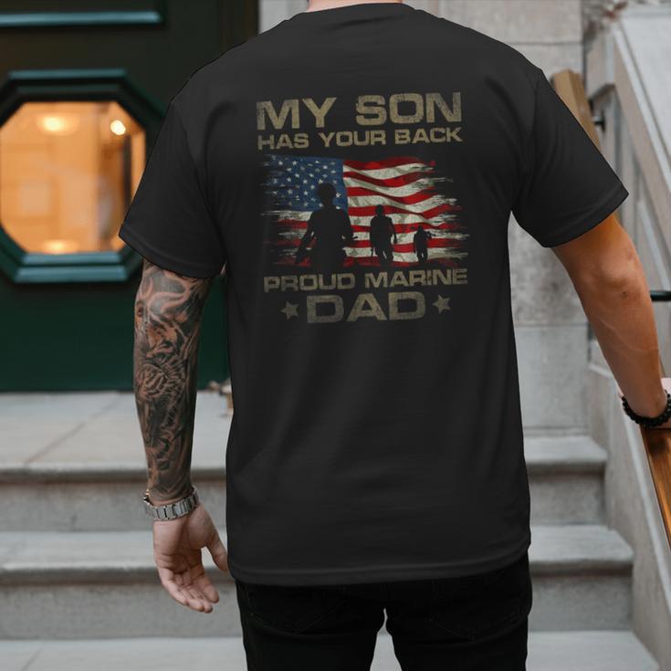 My Son Has Your Back Marine Dad Camouflage Men's Back Print T-Shirt