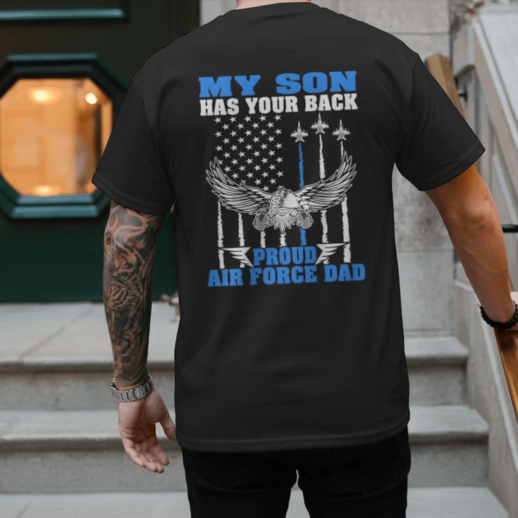 My Son Has Your Back Proud Air Force Dad Military Father Men's Back Print T-Shirt My Son Has Your Back Proud Air Force Dad Military Father Men's Back Print T-Shirt