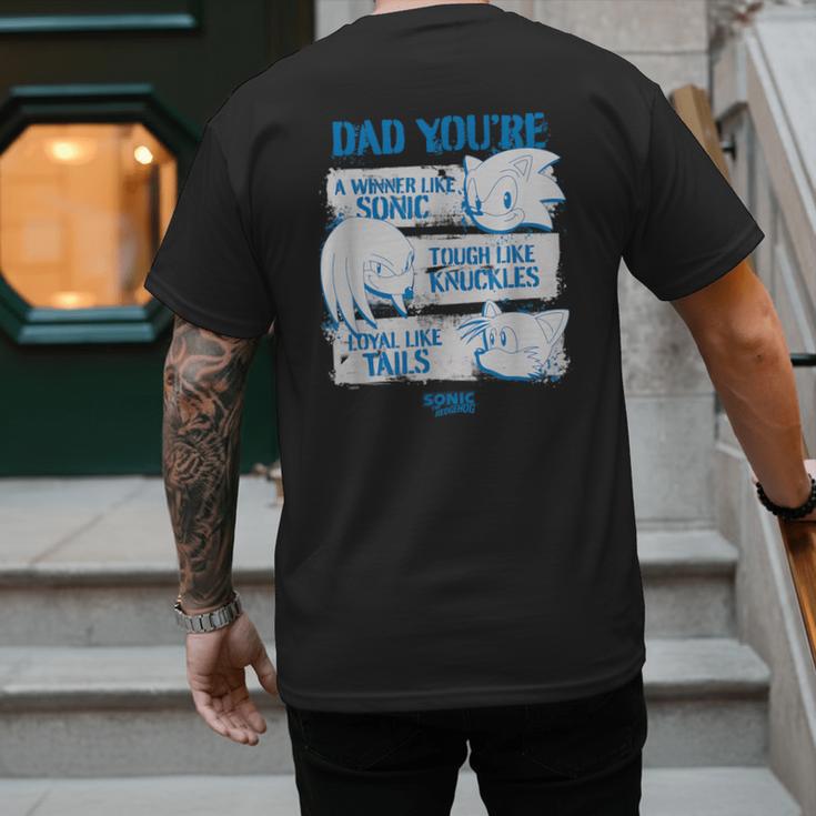 Sonic The Hedgehog Father's Day Dad Qualities Distressed Men's Back Print T-Shirt