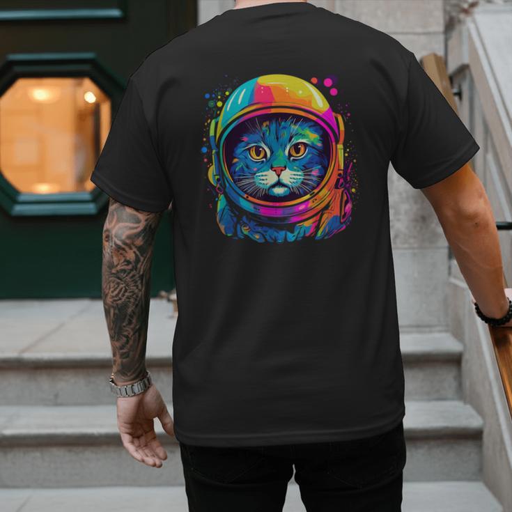 Space Cat Mom Cat Dad Men Women Kids Astronaut Space Men's Back Print T-Shirt Space Cat Mom Cat Dad Men Women Kids Astronaut Space Men's Back Print T-Shirt