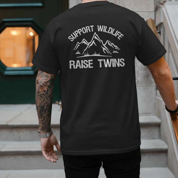 Support Wildlife Raise Twins Twin Mom Dad T-Shirt Men's Back Print T-Shirt