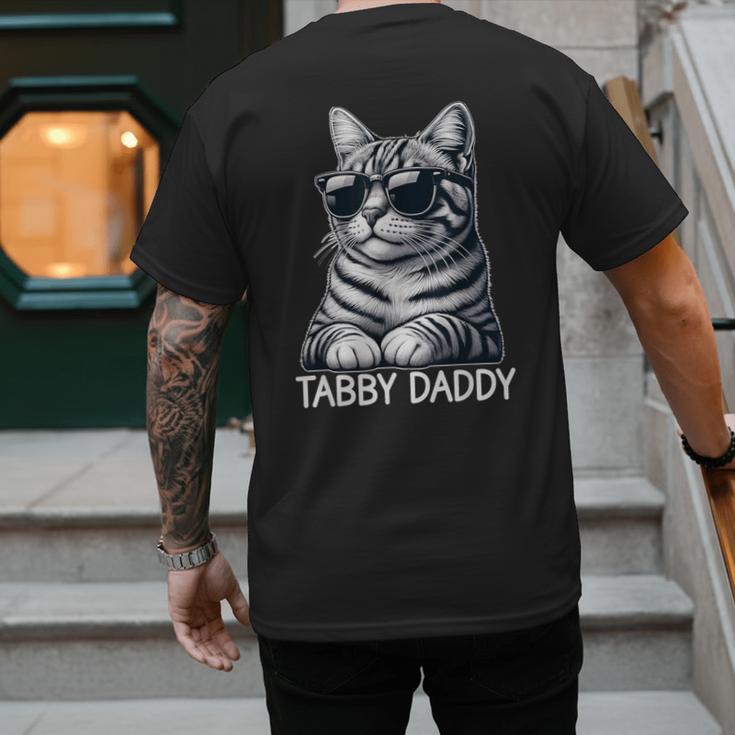 Tabby Daddy Cat Dad Graphic Grey Tabby Cat Lover Men's Back Print T-Shirt