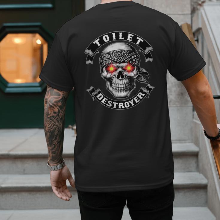 Toilet Destroyer Poop Jokes Dad Humor Poop Diarrhea Men's Back Print T-Shirt