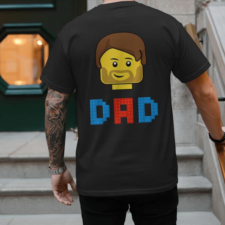 Unique Family Dad Master Builder Building Bricks Blocks Men's Back Print T-Shirt