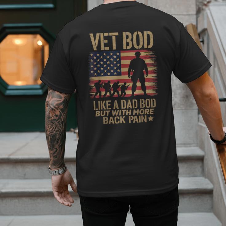 Vet Bod Like Dad Bod But With More Back Pain US Flag Veteran Men's Back Print T-Shirt
