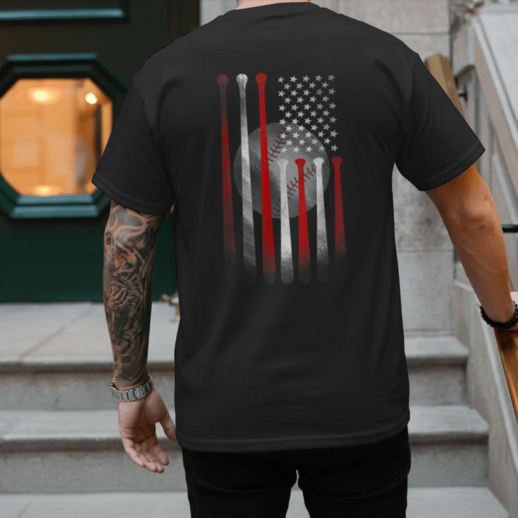 Vintage Baseball American Flag Classic Fit Tee For Dad And Mom Men's Back Print T-Shirt