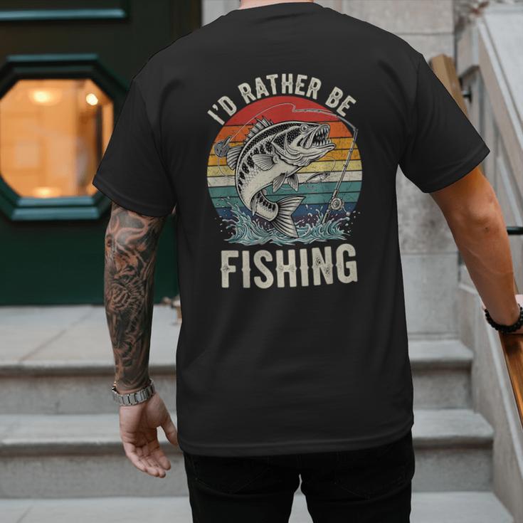 Vintage I'd Rather Be Fishing Graphic Bass Dad Boy Men Men's Back Print T-Shirt