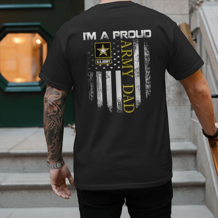 Vintage I'm A Proud Army Dad With American Flag Men's Back Print T-Shirt Vintage I'm A Proud Army Dad With American Flag Men's Back Print T-Shirt