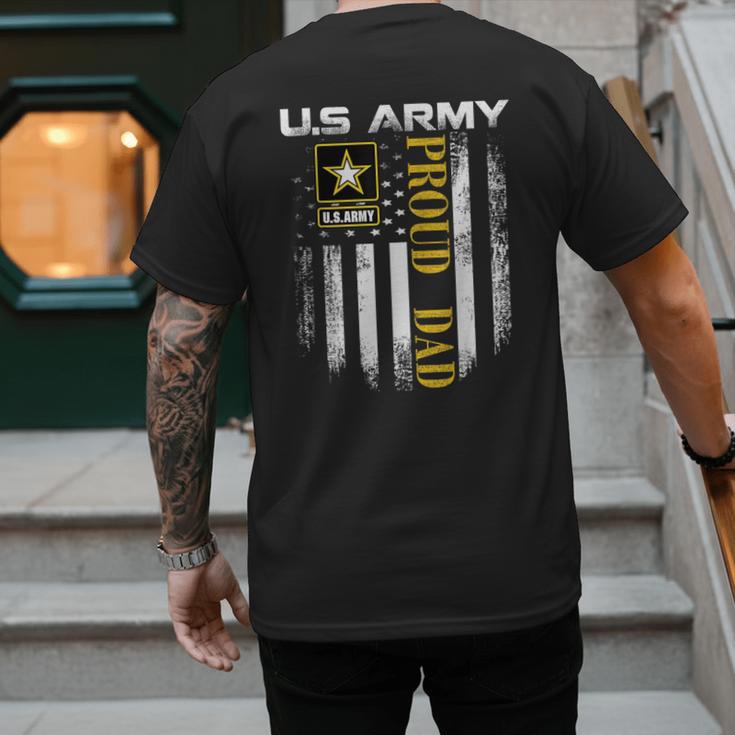 Vintage US Army Proud Dad With American Flag Men's Back Print T-Shirt