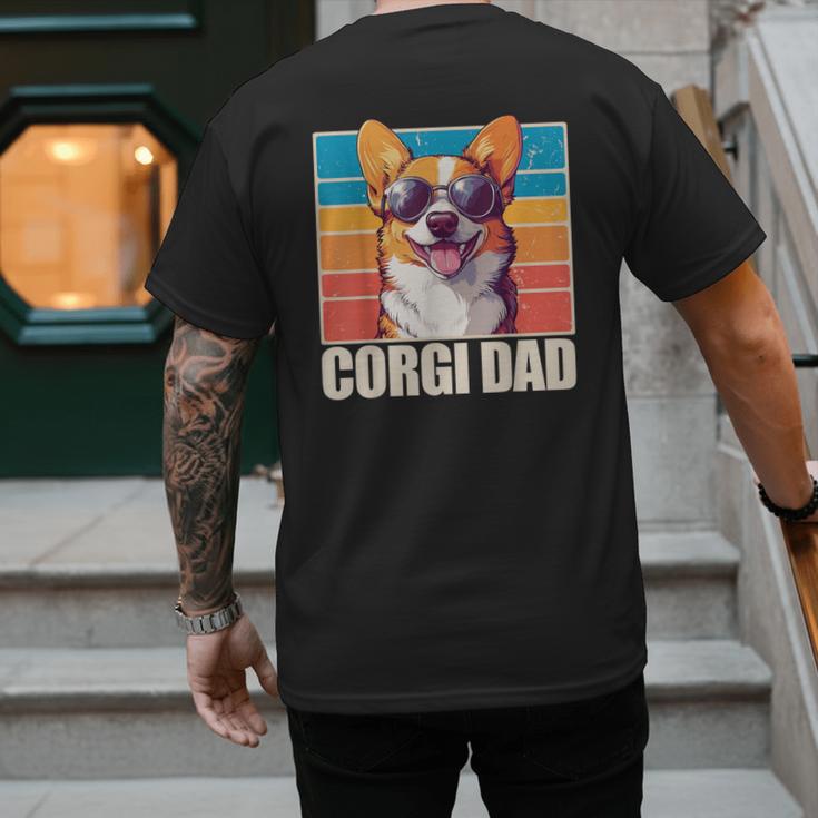 Welsh Corgi Pembroke Dog Corgi Dad -Adults Small Classic Fit Short Sleeve Cotton Polyester Blend Men's Back Print T-Shirt
